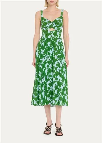 Geblümtes Midikleid mit Cut-Outs